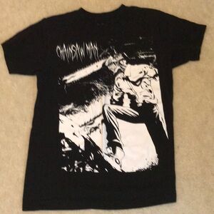 Black Graphic T-Shirt with Chainsaw Man Design